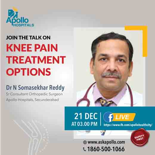 Join Live Discussion on "Knee Pain Treatment Options" by Dr N Somasekhar Reddy